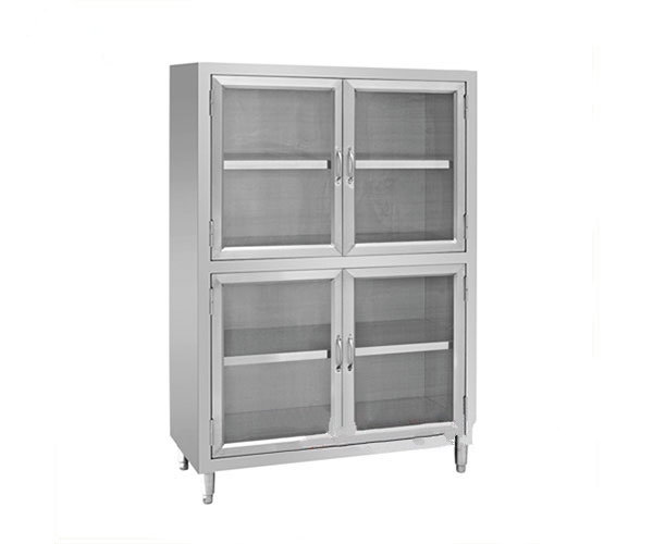 Tủ bếp inox công nghiệp 4 cửa kính